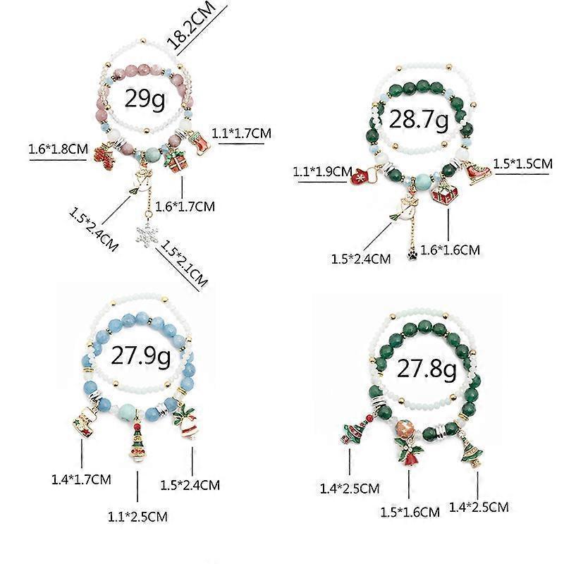 Christmas Charms for Women Adjustable Stretch Bracelet Christmas Tree Santa Snowman Jewelry 2pcs โ image 2