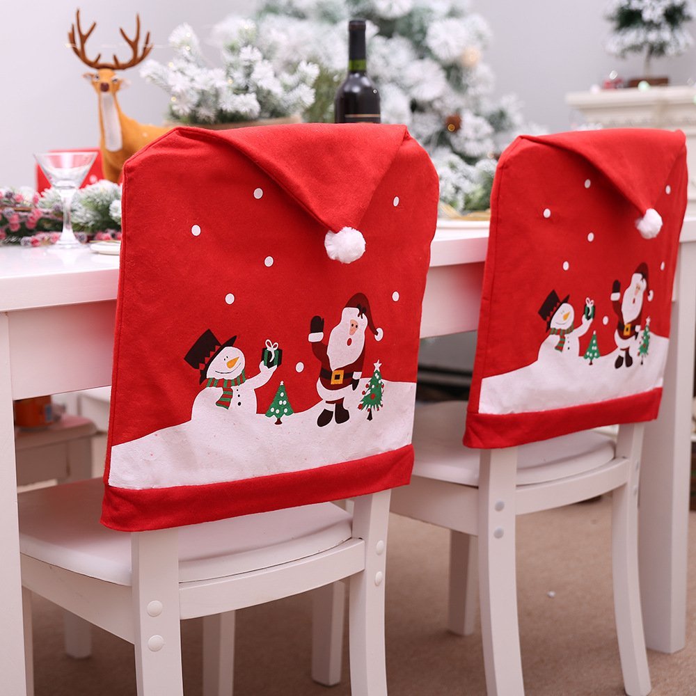 6-10x Christmas Santa Hat Chair Covers Table Cloth Dinner Home Décor Ornaments, 8PCS Chair Covers — image 2