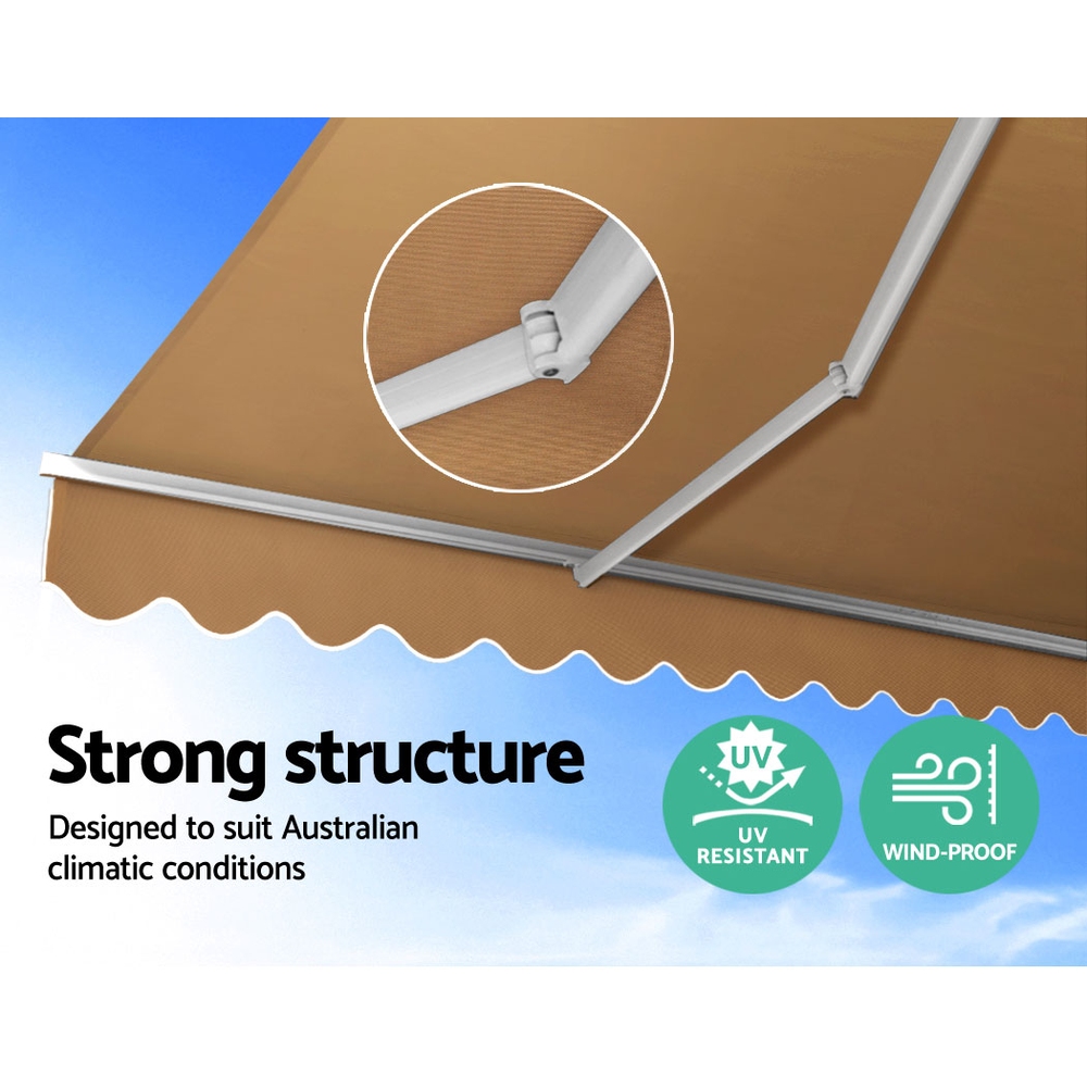 Instahut Retractable Folding Arm Awning Motorised Sunshade 4Mx3M Beige — image 3