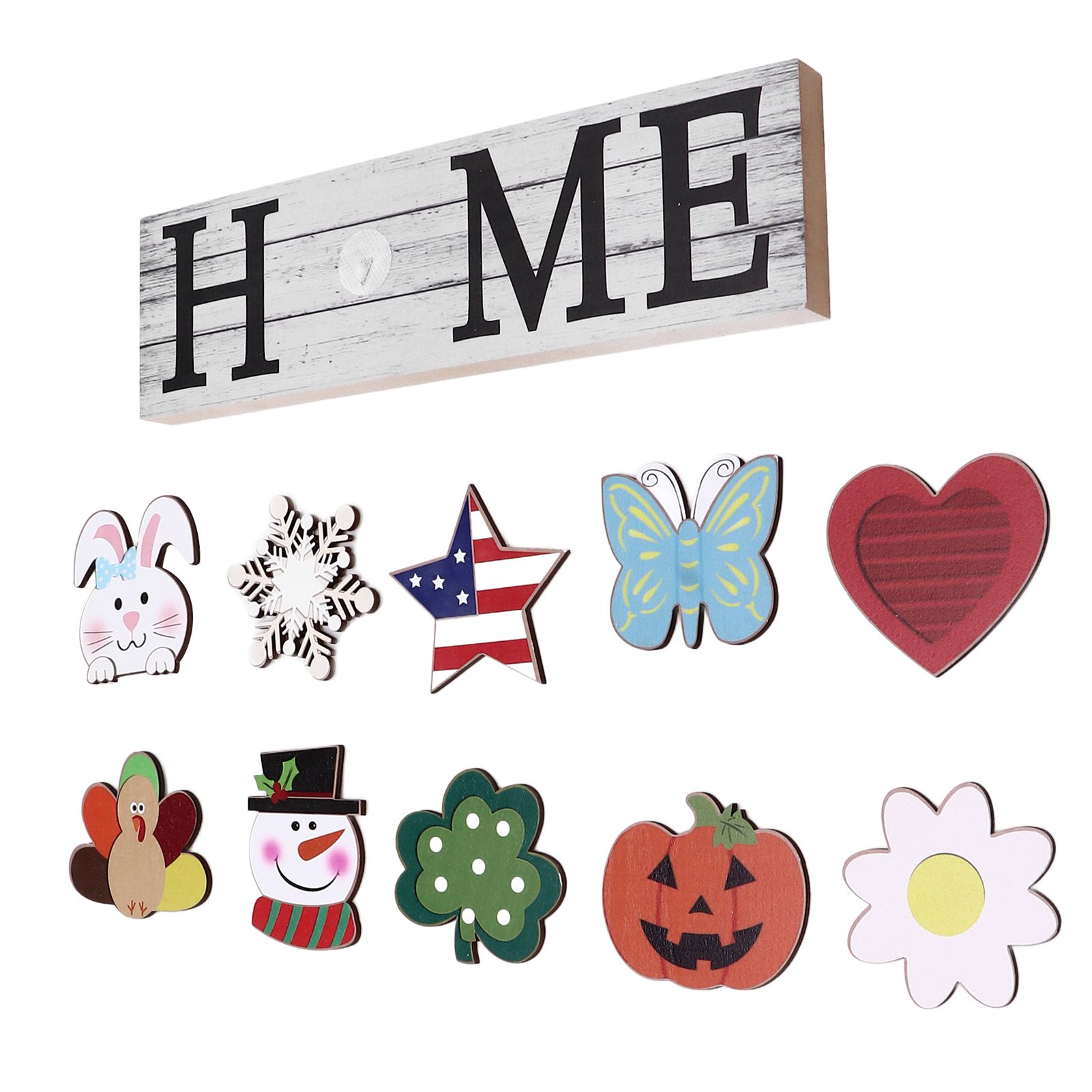 Wooden Country Home Decoration Welcome Sign Wall Decoration 10 Interchangeable Icons Letter Decoration Crafts — image 4