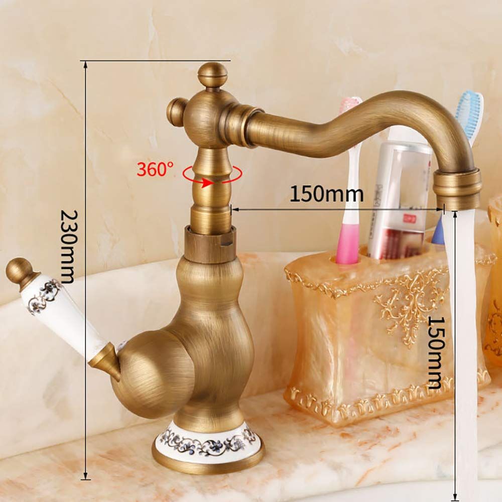 Antique Bar/Prep Deck Mounted Rotatable with Ceramic Valve Single Handle One Hole for Antique Brass Kitchen Faucet โ image 5