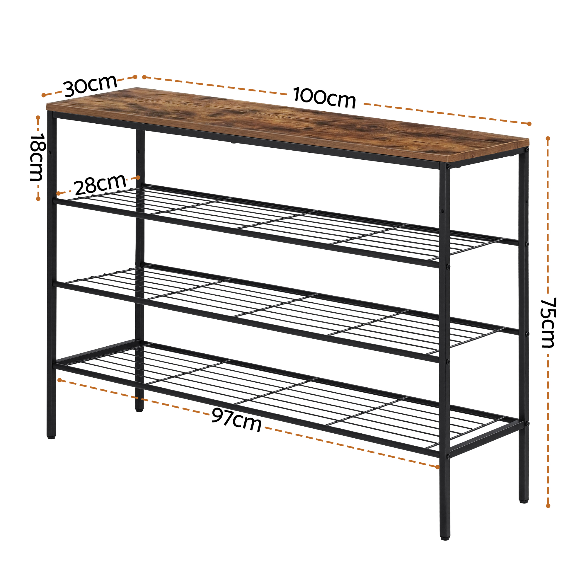 Artiss Shoe Rack 4 tier Storage Organiser Walnut — image 3