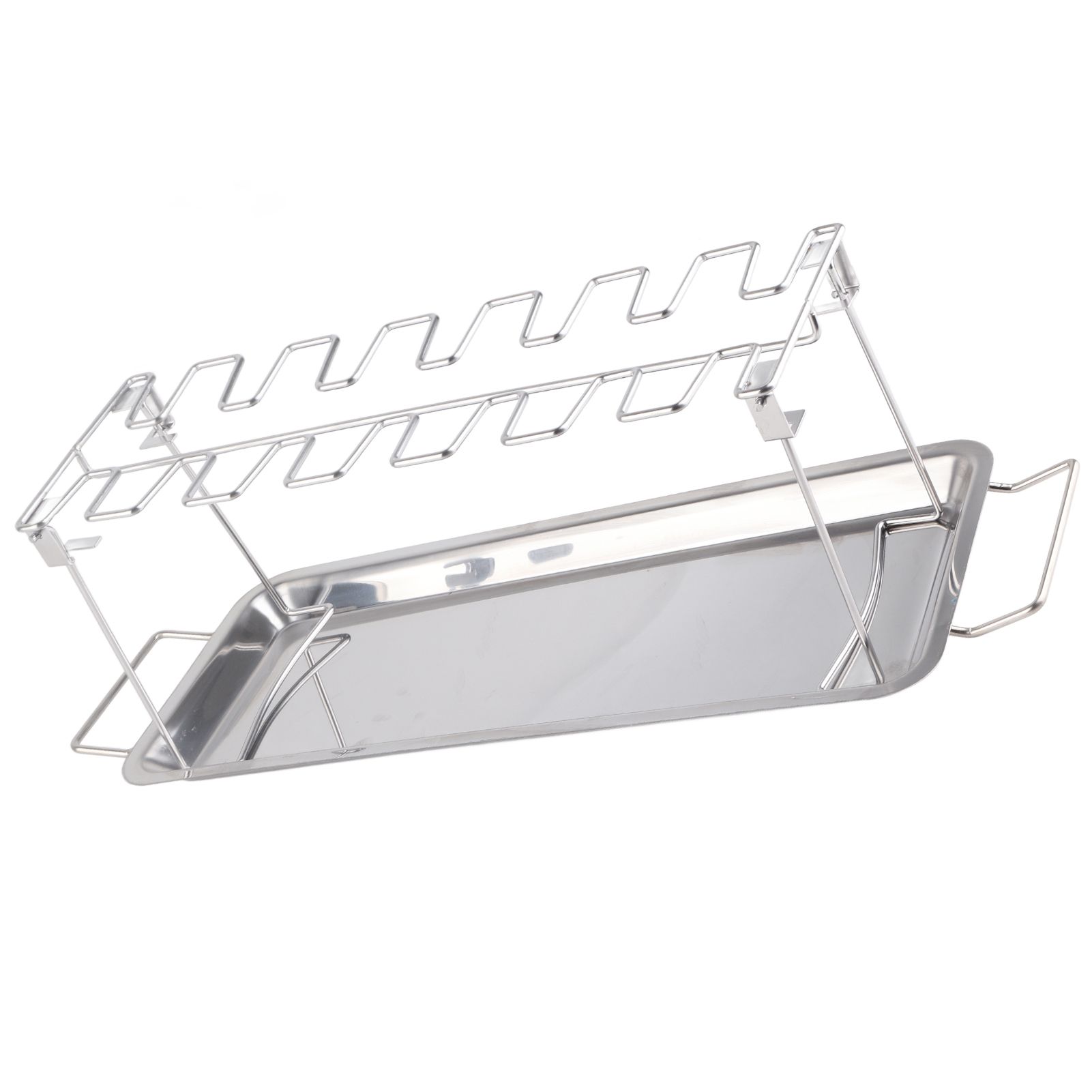 Chicken Leg Grill Rack with Drip Pan Stainless Steel Roaster Stand Barbecue Accessory — image 6