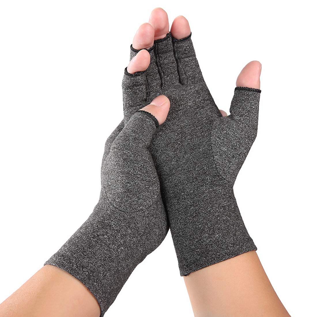 1 Pairs Compression Gloves for Men Women, Carpal Tunnel Hand Gloves, Fingerless Gloves (Gray) (Small) — image 4