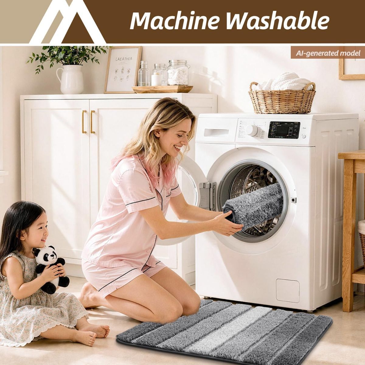 Bathroom Rugs,Ultra Soft Absorbent Bath Mat,Beige | Non-Slip TPR Backing Stays in Place, Machine Washable Bath Rugs Shaggy Rug for Bathroom Floor - Gray - Size β image 6