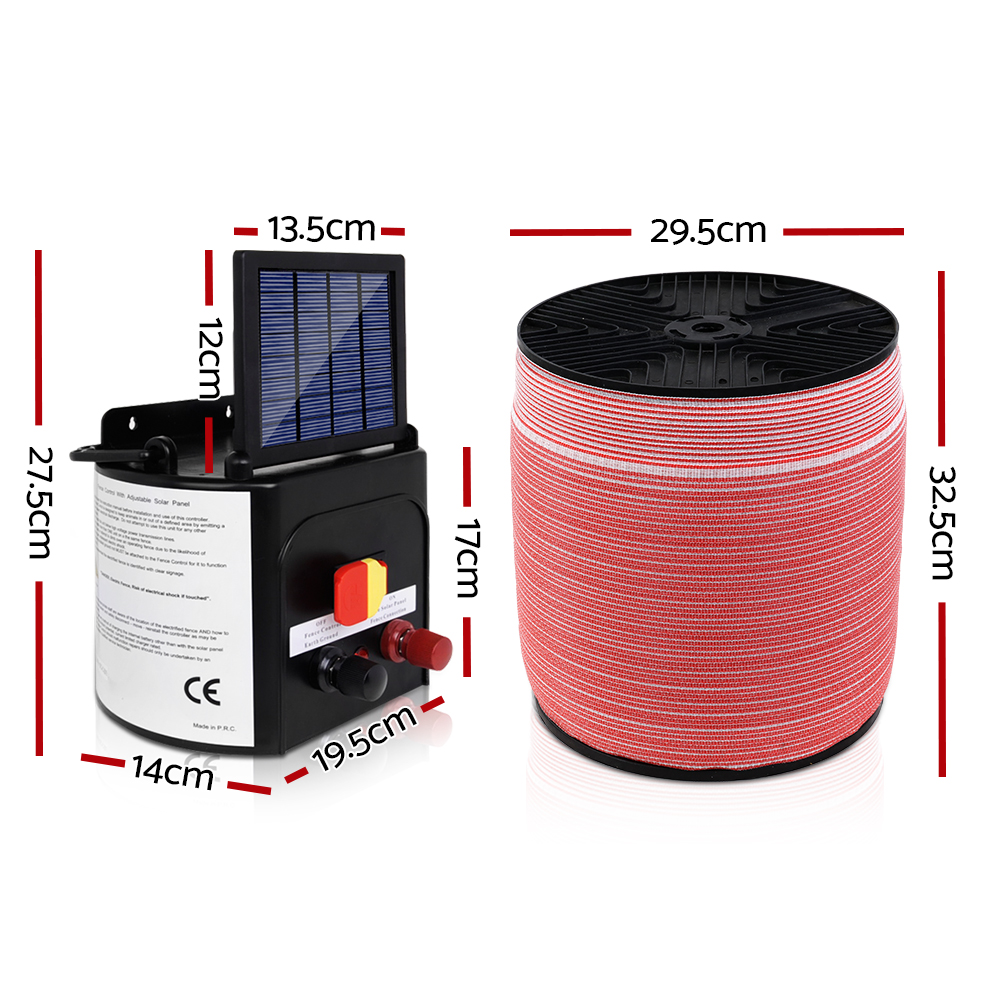 Giantz Fence Energiser 5KM Solar Powered Electric 2000M Poly Tape β image 2