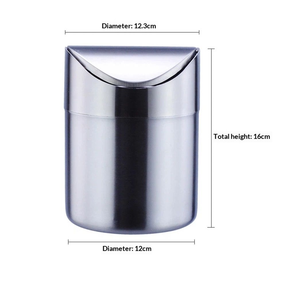 Stainless Steel Small Trash Cans, Trumpet Desktops Mini Creative Covered Desk Kitchen Living Room Trash Cans(Sliver) โ image 5