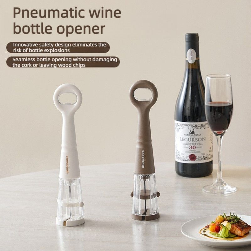 Air Pressure Wine Opener, 2-in-1 Portable Wine & Beer Bottle Opener for Home Use—White — image 2