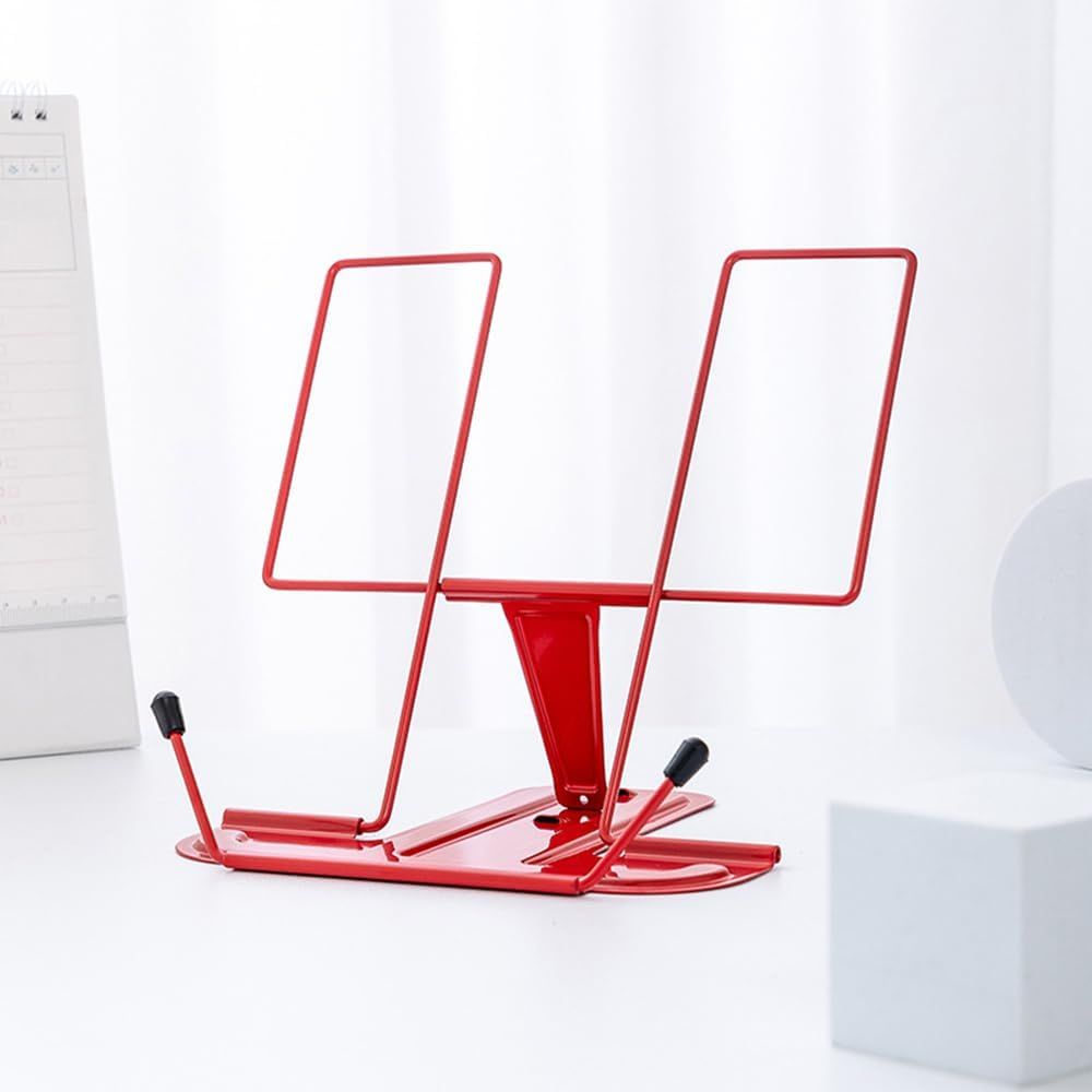File Sorters Portable Book Holder Adjustable Reading Rest Recipe Cookbook Stand Cell Phone Stand for Cookbook Textbook Tablet Holder ( Red) โ image 2