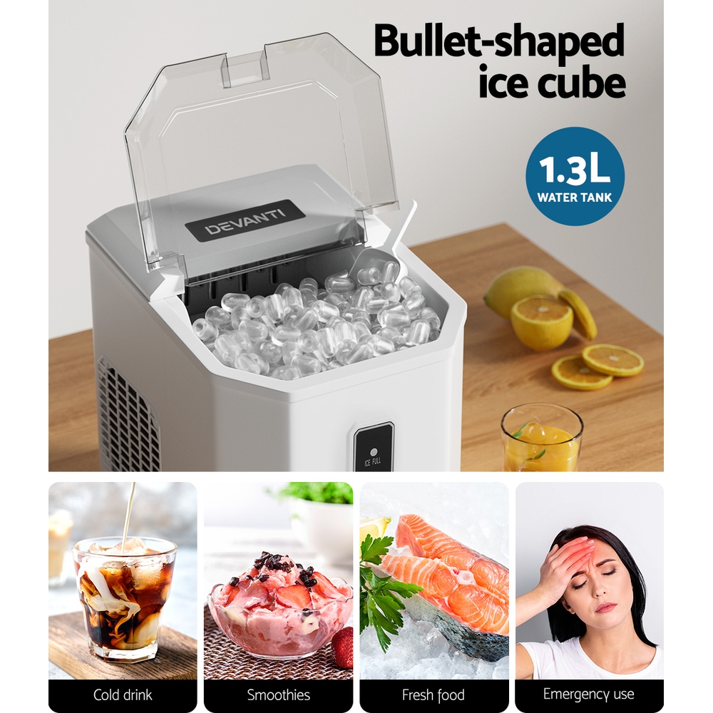 Devanti 12kg Ice Maker Machine Portable Ice Cube Tray Bar Countertop 2L Black โ image 4