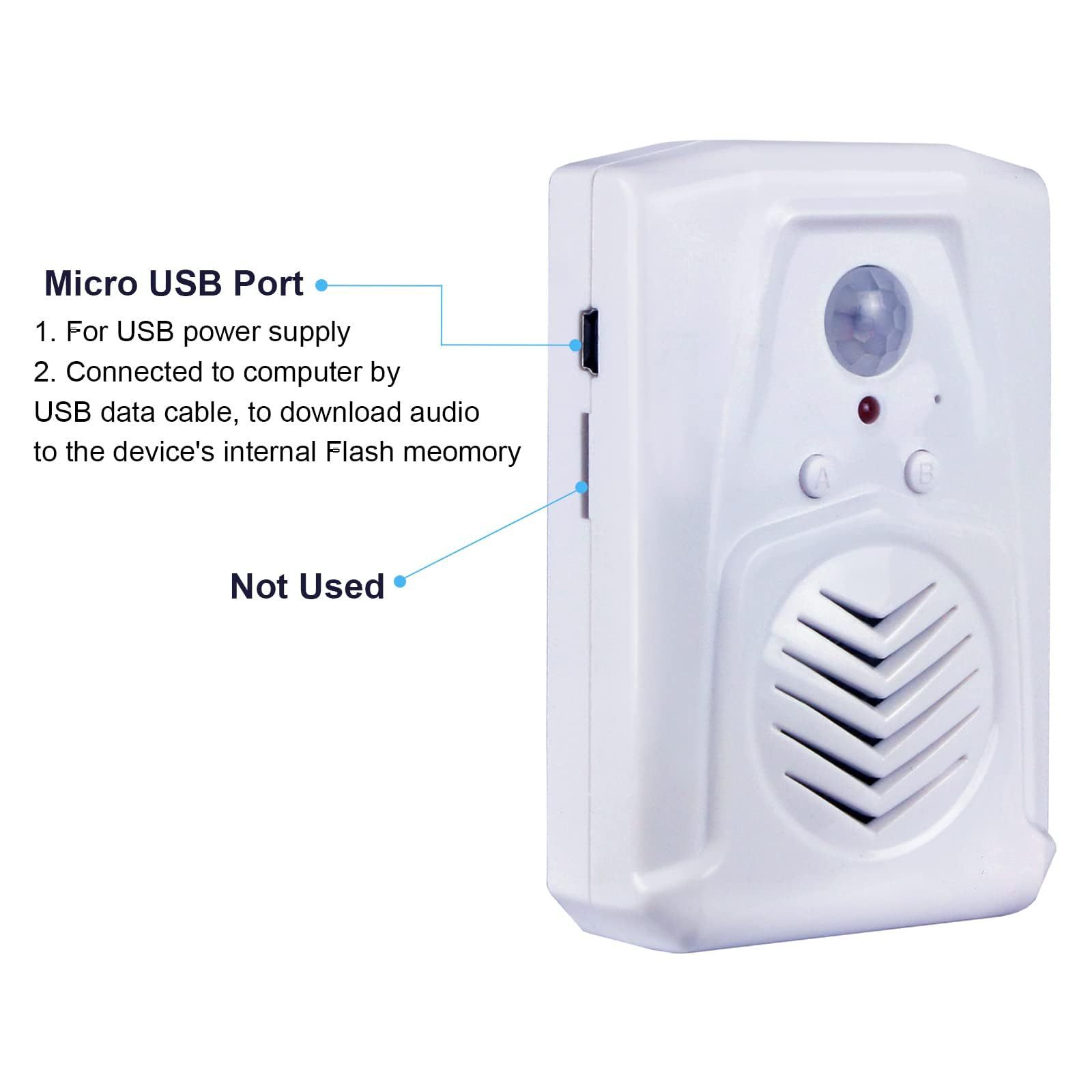 Motion Sensor Activated Sound Player Speaker with USB Cable, Download Your own MP3 Audio Files to Play Speech, Music (White) โ image 4