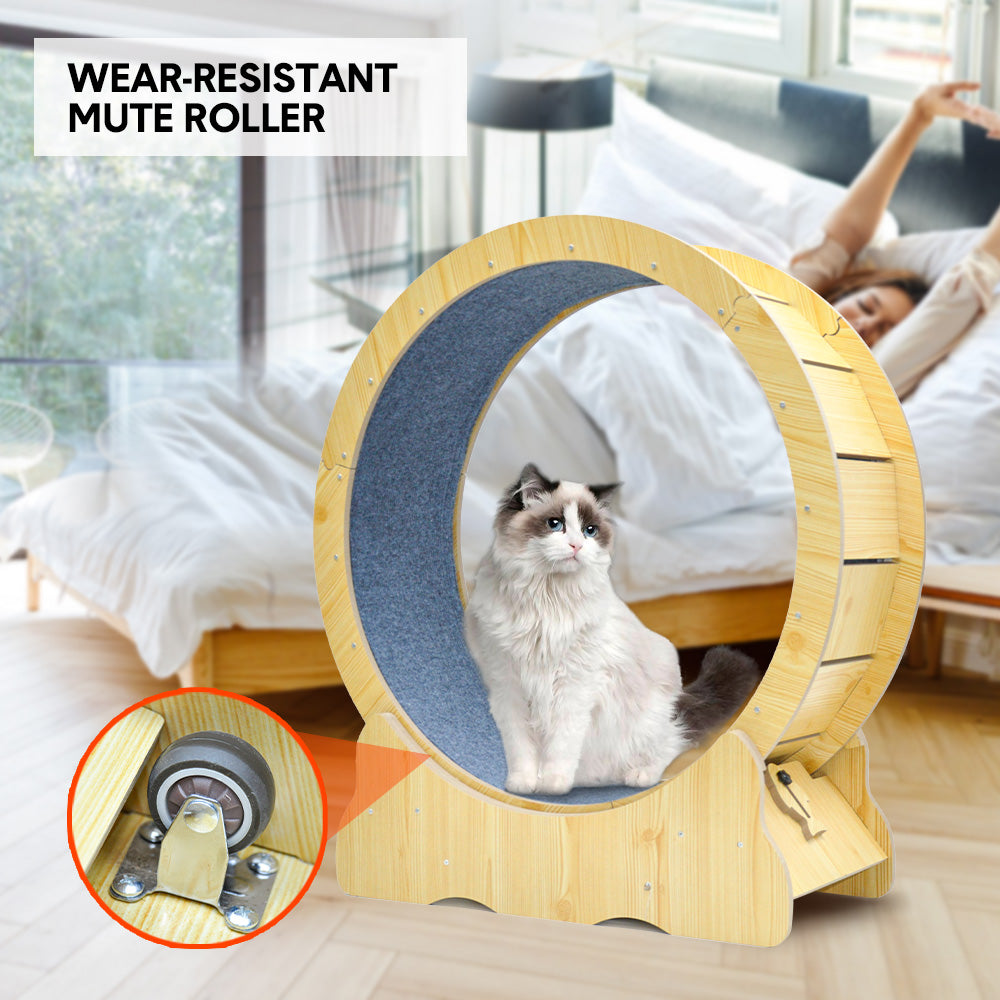 Cat Running Wheel Ultra-Quiet Treadmill Exerciser Scratcher with Anti-Slip Carpet Detachable Runway and Safety Latch Cat Sport Runner Toy โ image 6