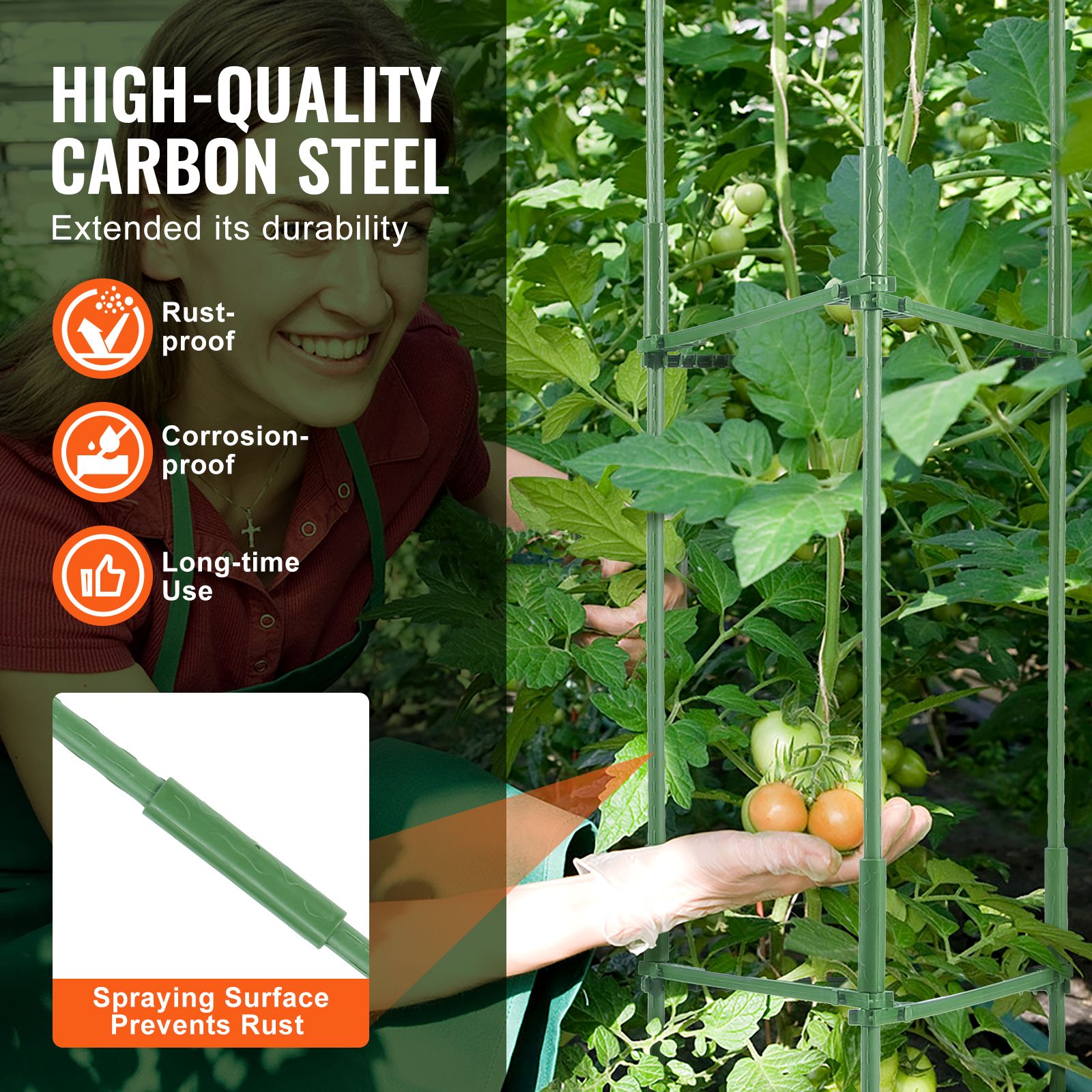 4 Packs Tomato Cages for Garden 1620 mm Tomato Plant Stakes Support Cage — image 3