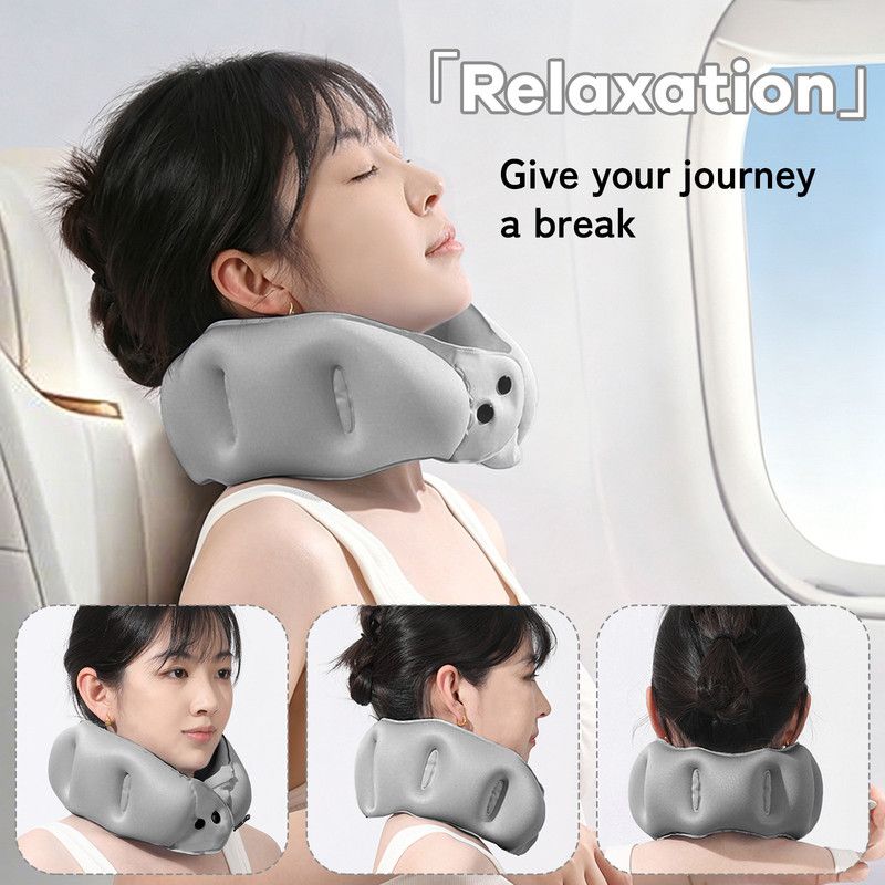 Portable Inflatable Travel Neck Pillow, Nap Pillow, Comfortable Neck Support for Long Trips, Easy to Pack for Business Trips and Travel, Foldable and Slim — image 2