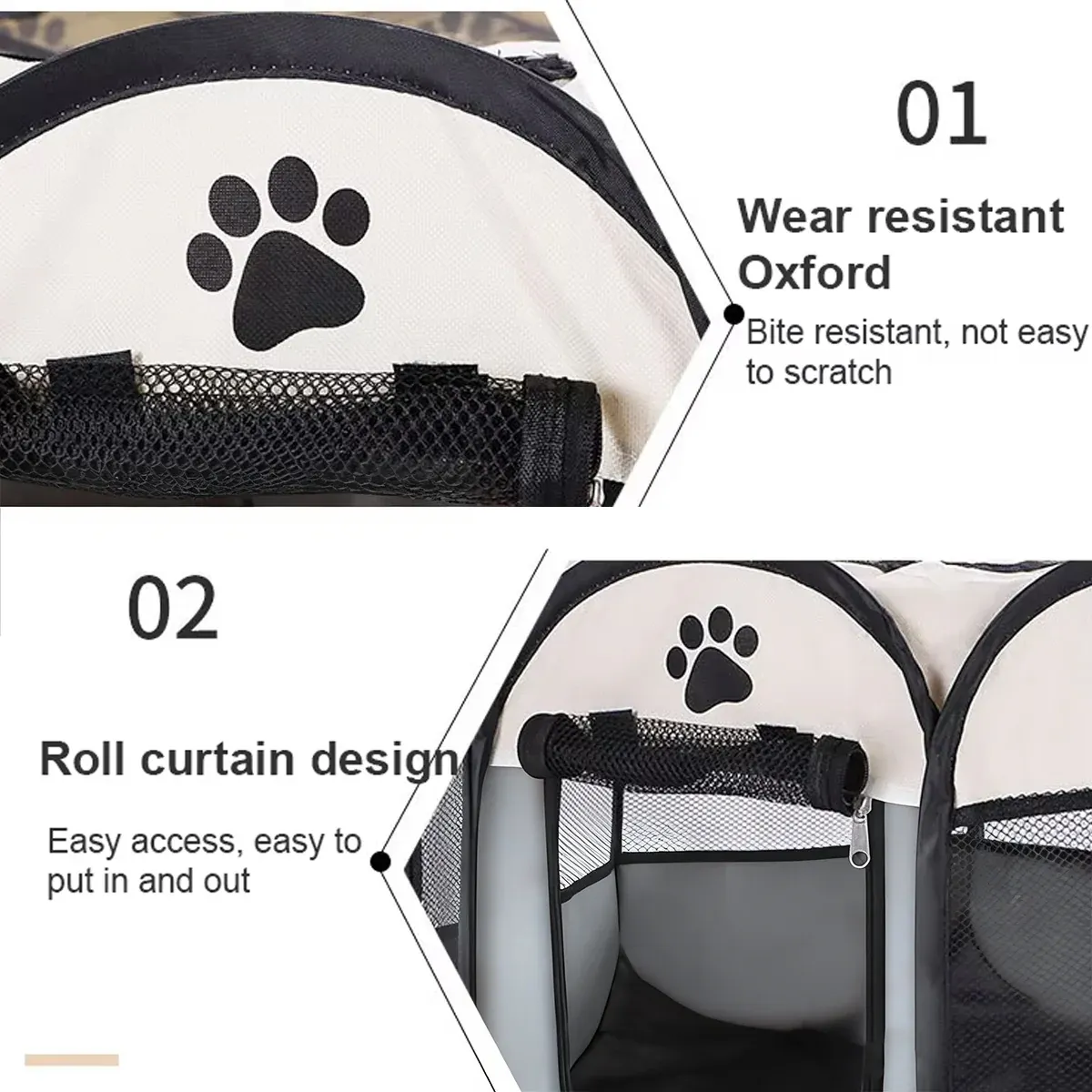 Pet Fence Indoor Cat Dog Tent Octagonal Fence Portable Foldable Cage Kennel - L-Coffee โ image 5