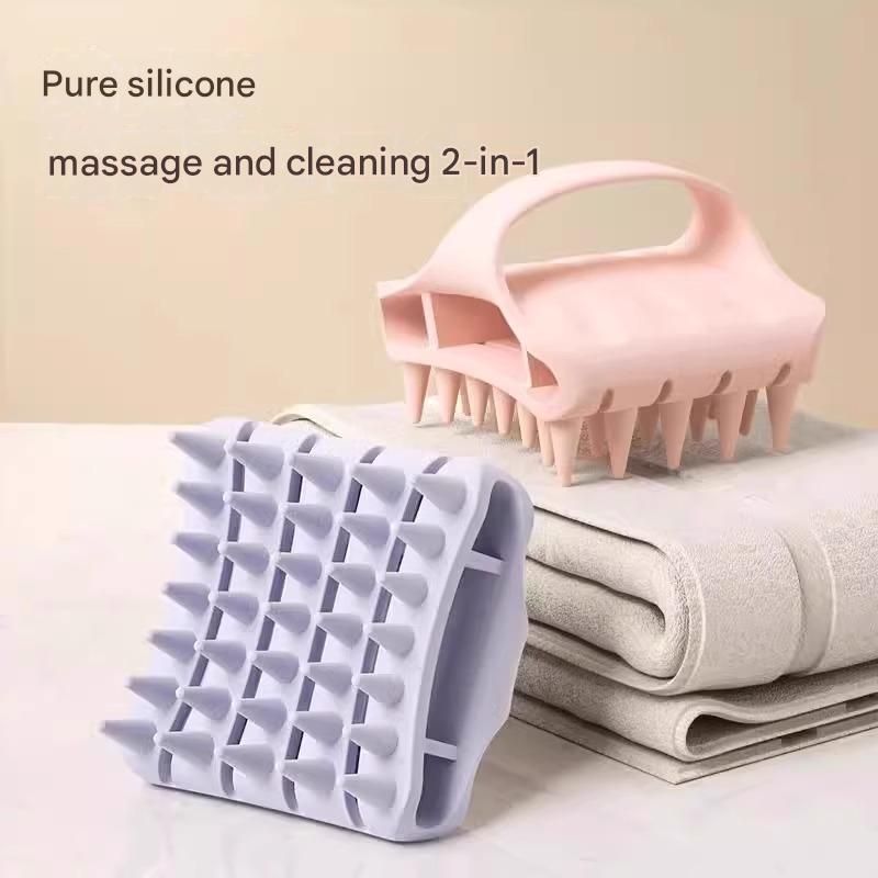 Green Personal Care Set - Silicone Scalp Massager Shampoo Brush and Long Exfoliating Back Scrubber Strap - Deep Cleansing, Gentle Massage, Non Slip โ image 2