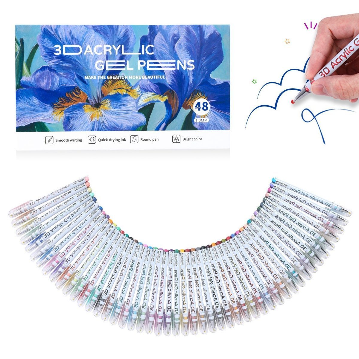 3D Acrylic Gel Pens 12/24/36/48 Color Gel Pens Art Supplies Australia Smooth Writing - Multi-color - Size 12 colors โ image 3
