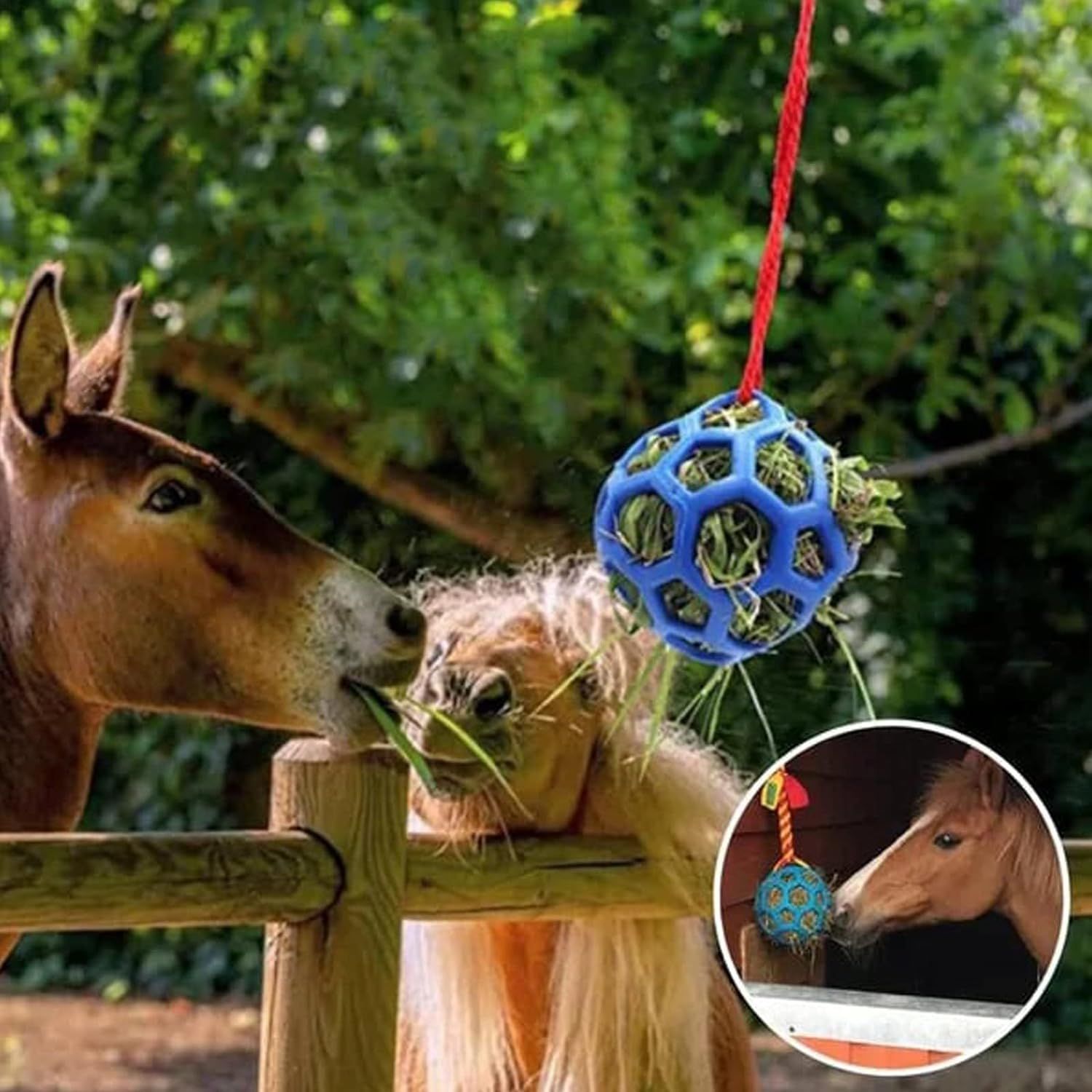 3 Pieces Horse Hay Ball Horse Feeder Toys, Goat Feeder Ball Hanging Feeding Toy for Horse Goat Sheep Relieve Stress — image 5
