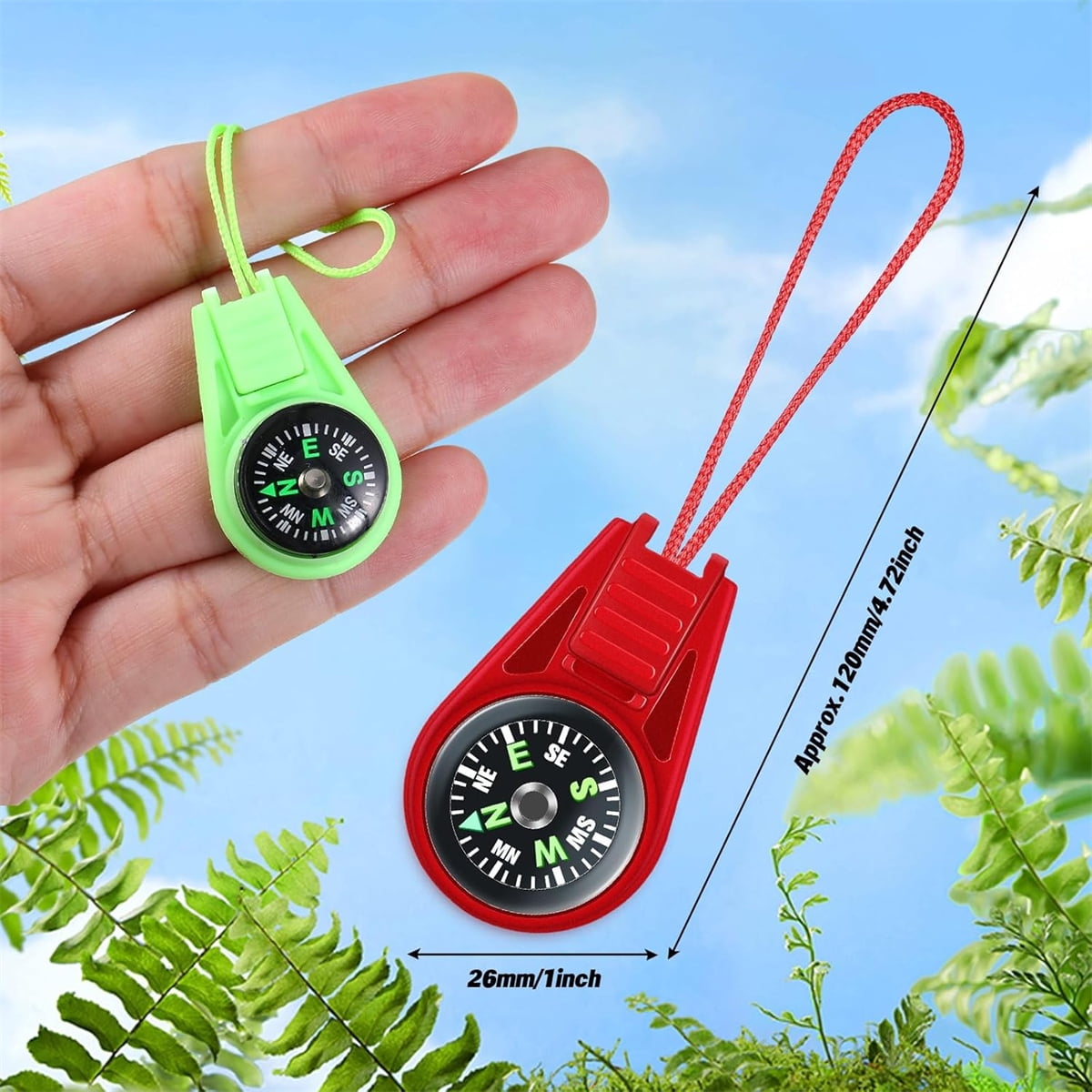 25Pcs Compass for Kids Bulk,Multi-Color Mini Survival Compass,Outdoor Pocket Compass,Mini Compass Keychain Bulk for Hiking Survival Kits Watchband Bracelet — image 2