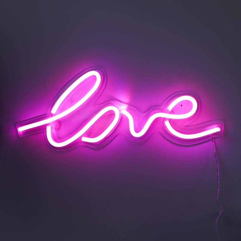 LED Neon Pink “Love” Wall Sign For Cool Light, Wall Art, Bedroom Decorations, Home Accessories, Party, Valentines Day, and Holiday Decor: Powered by USB Wire — image 3