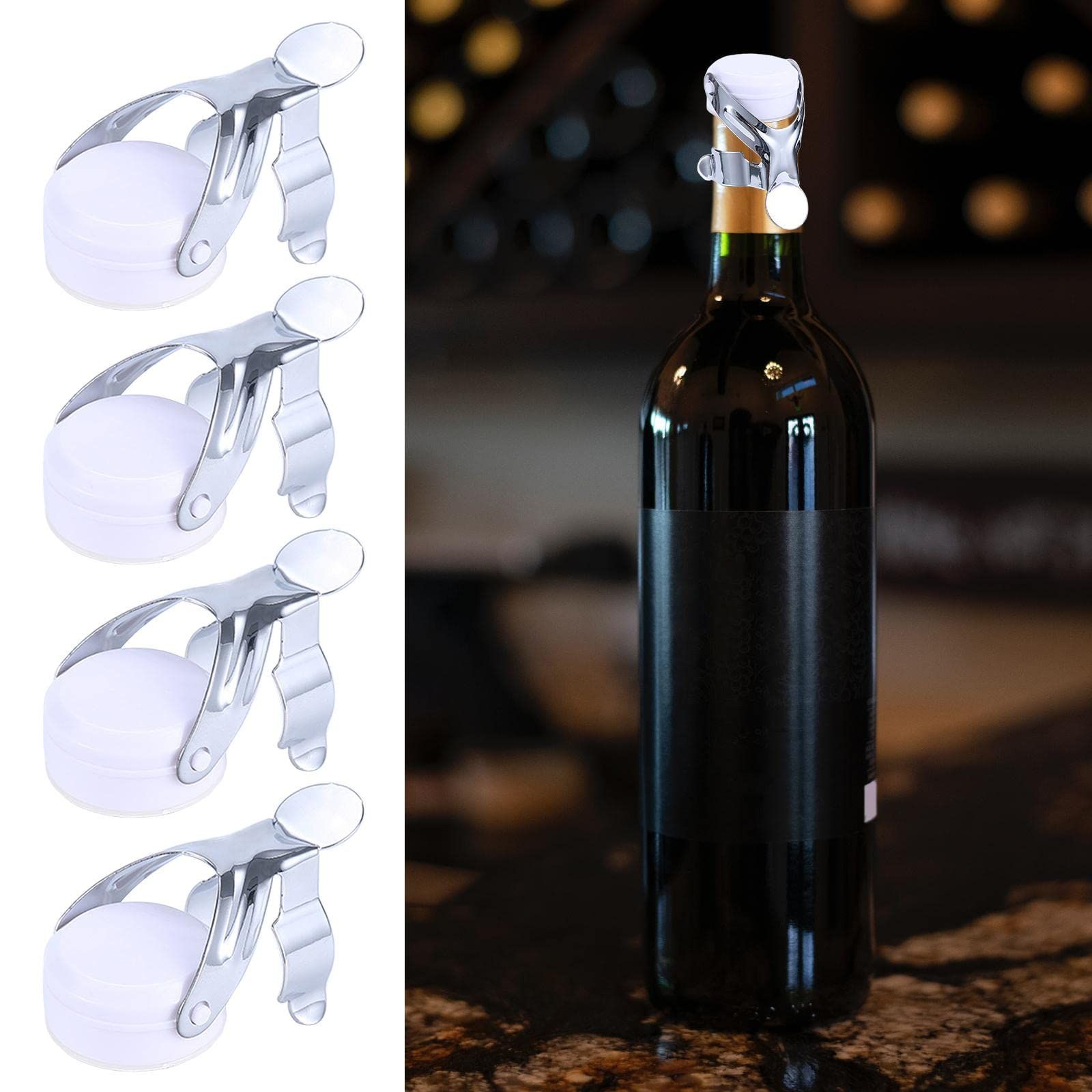 4 pcs Humanoid Wine Cork Wine Bottle Stoppers Beverage Preservation Tools Vacume Sealer Stainless Steel Trim Wine Sealing Plug โ image 4
