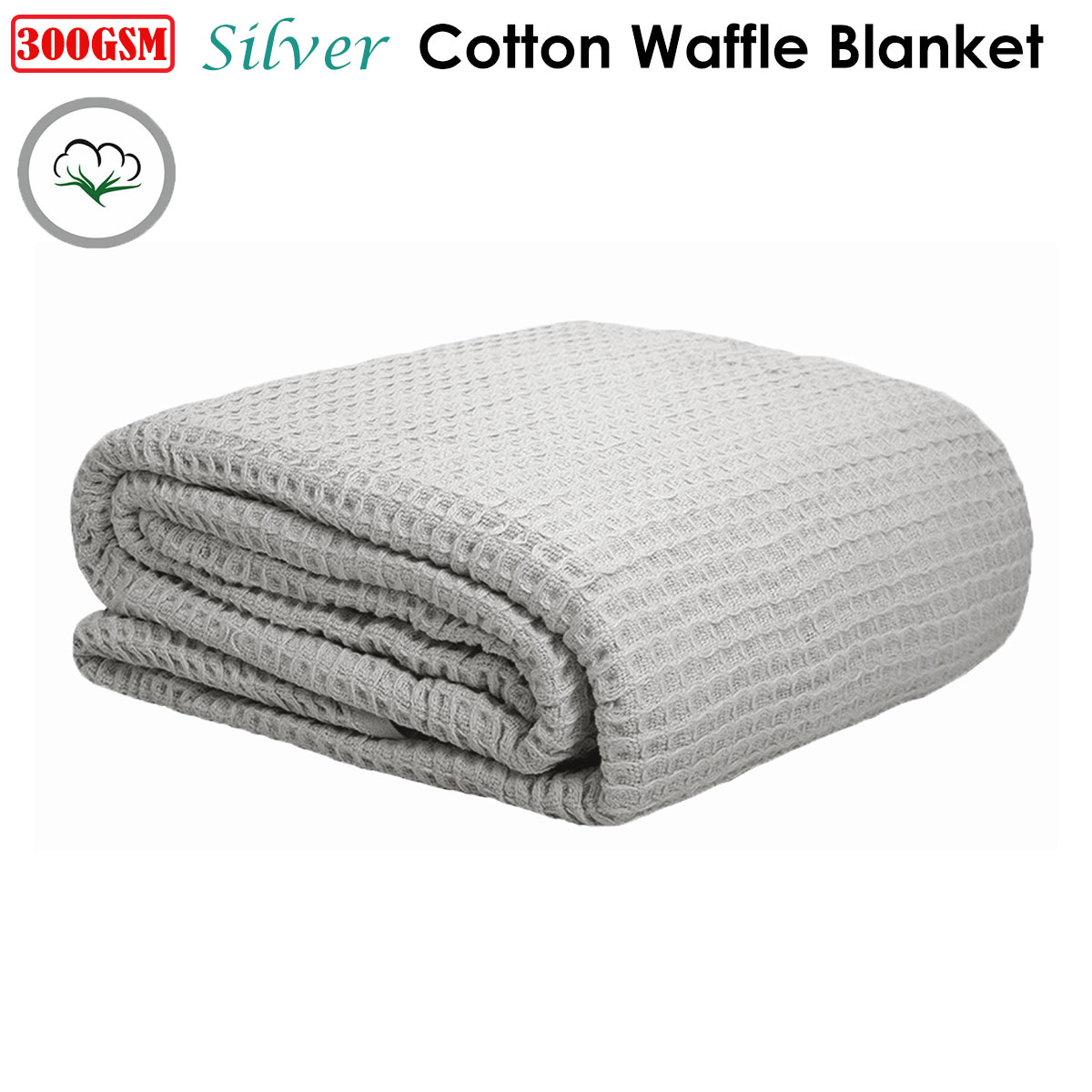 Cotton Waffle Blanket Silver Single — image 2