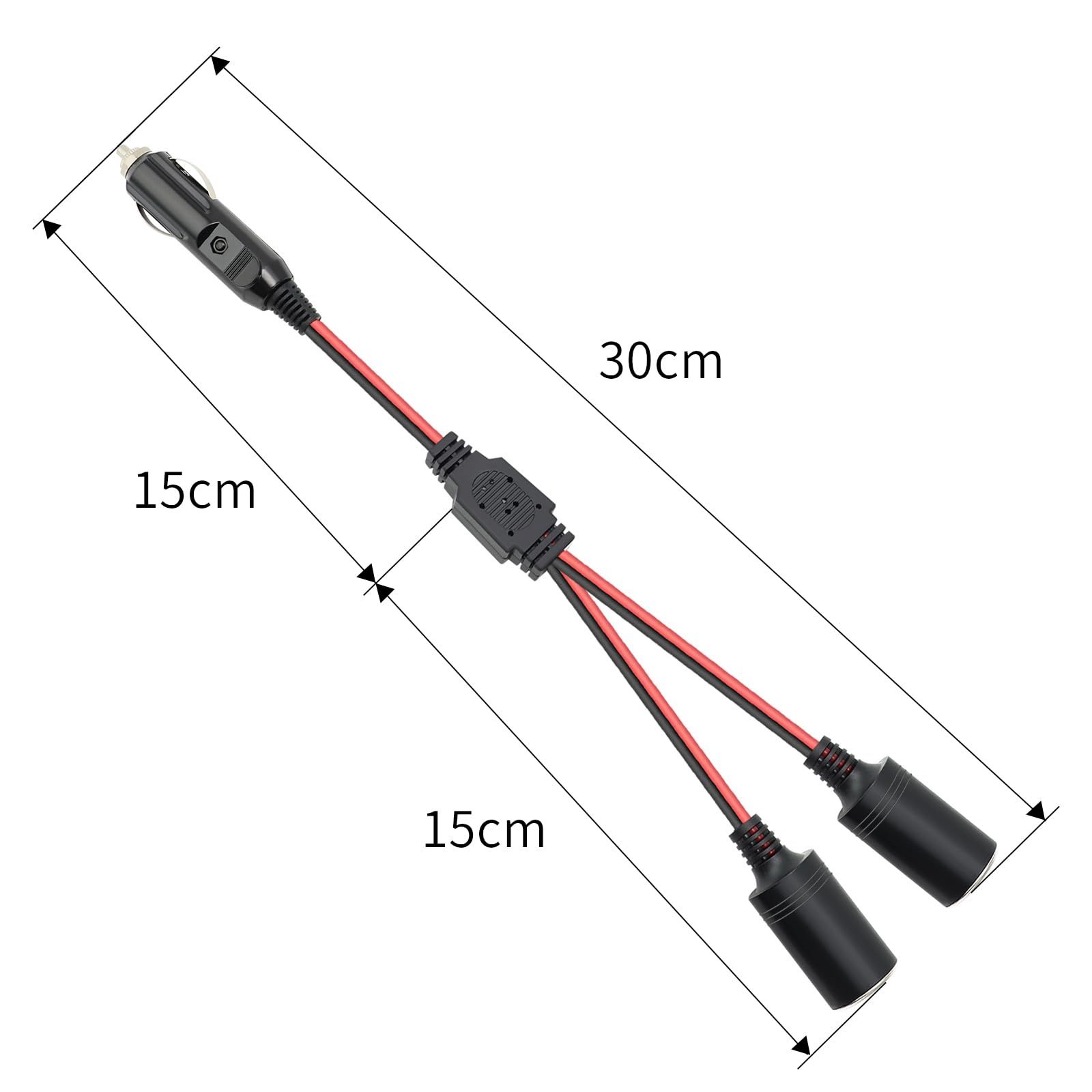 2pc Lighter Male Plug,Plug with Light Power Supply Cord Adapter Fuse Cable Wire for Car Inverter Air Pump Sprayer Compressor — image 2