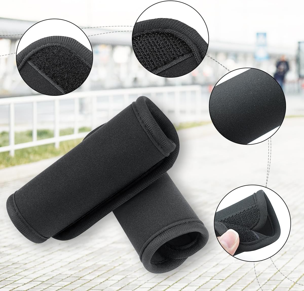 4 Pcs Neoprene Luggage Handle Wrap for Suitcase Luggage Tags Identifiers Bulk Luggage Handle Wrap Luggage Tag Wraps Travel Accessories (Black) โ image 5