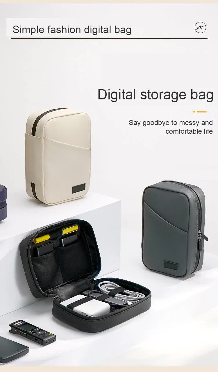 Grey Premium PU Leather Multi-Functional Travel Cable Organizer - Waterproof Digital Storage Pouch โ image 5