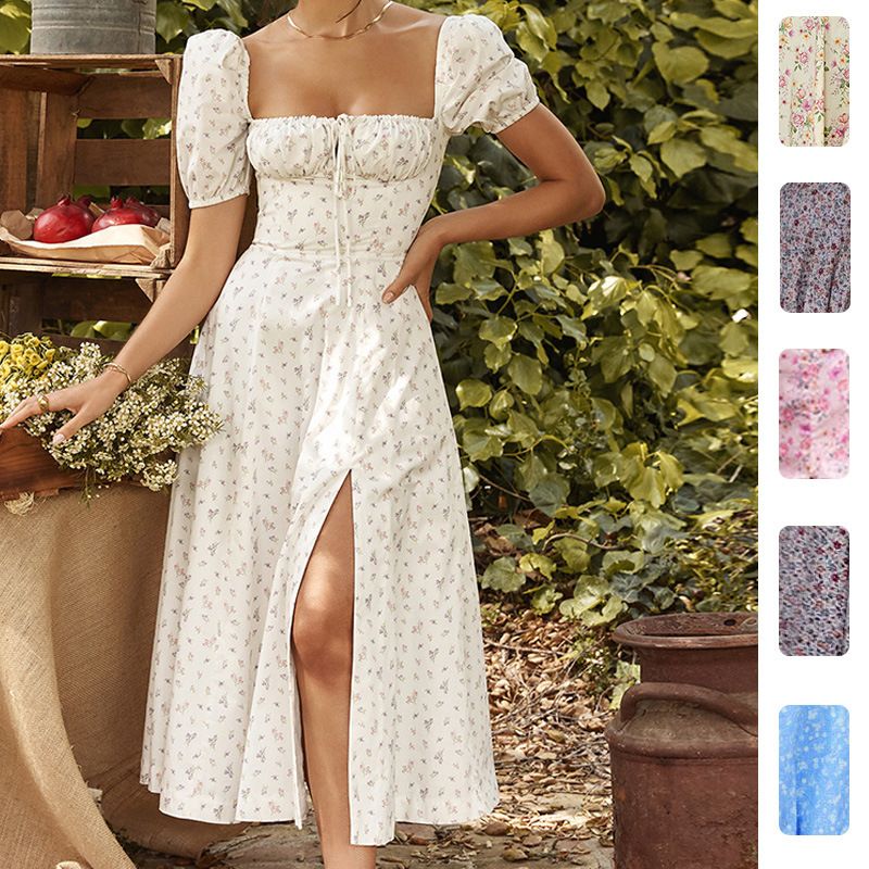 Hongyi Floral Long Dress Summer 2026 Sky Blue small broken flower New Flower Size: S; Height (cm): 155-160; Weight (kg): 45-50; Bust (cm): 82-86; Waist (cm) โ image 2