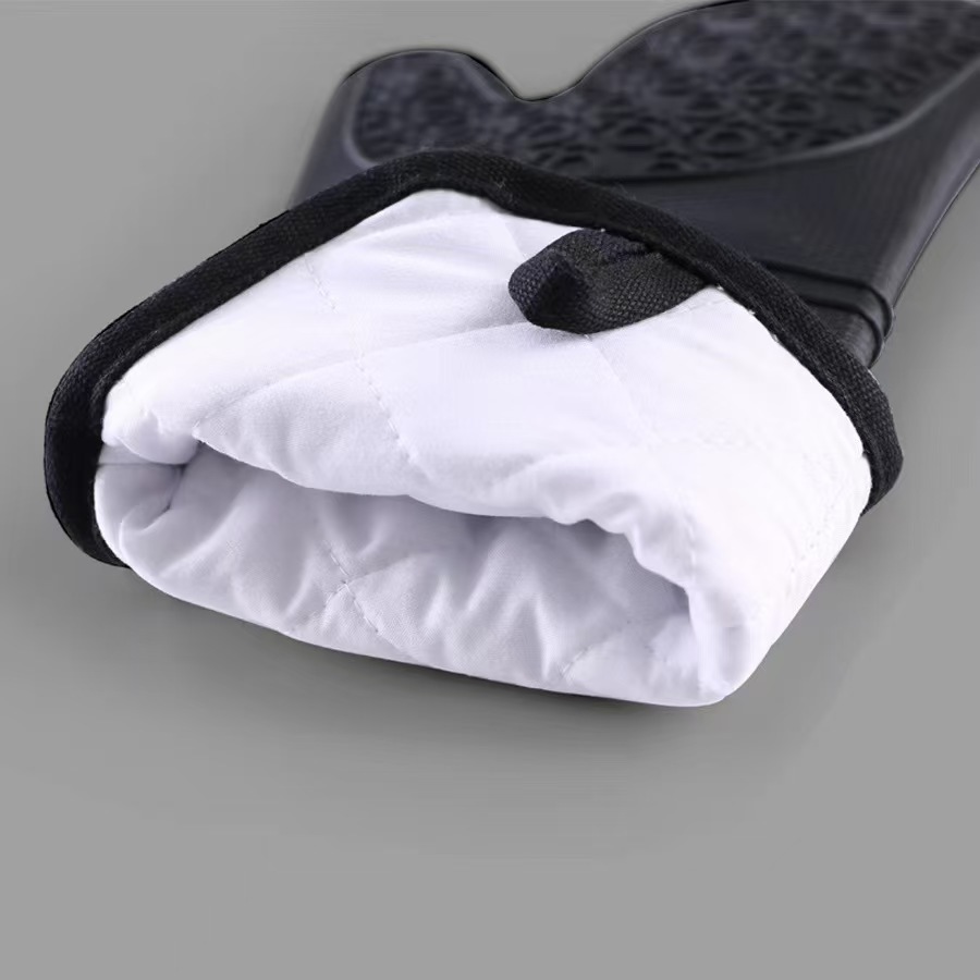 Black 6-Piece Silicone Oven Mitts and Pot Holders Set - Extra Long Waterproof Heat Resistant Gloves with Non-Slip Grip for Kitchen Baking BBQ — image 4