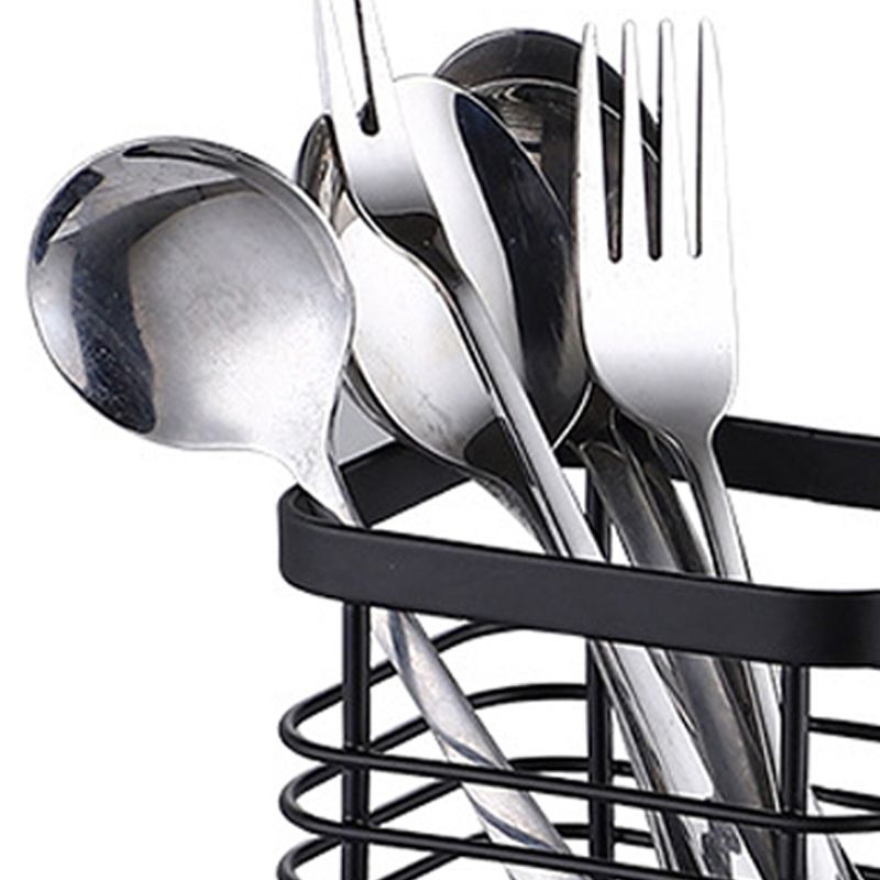 Utensil Holder Drying Rack Stainless Steel Draining Basket Wall Mount No Drilling for Kitchen Chopsticks Small Black โ image 3
