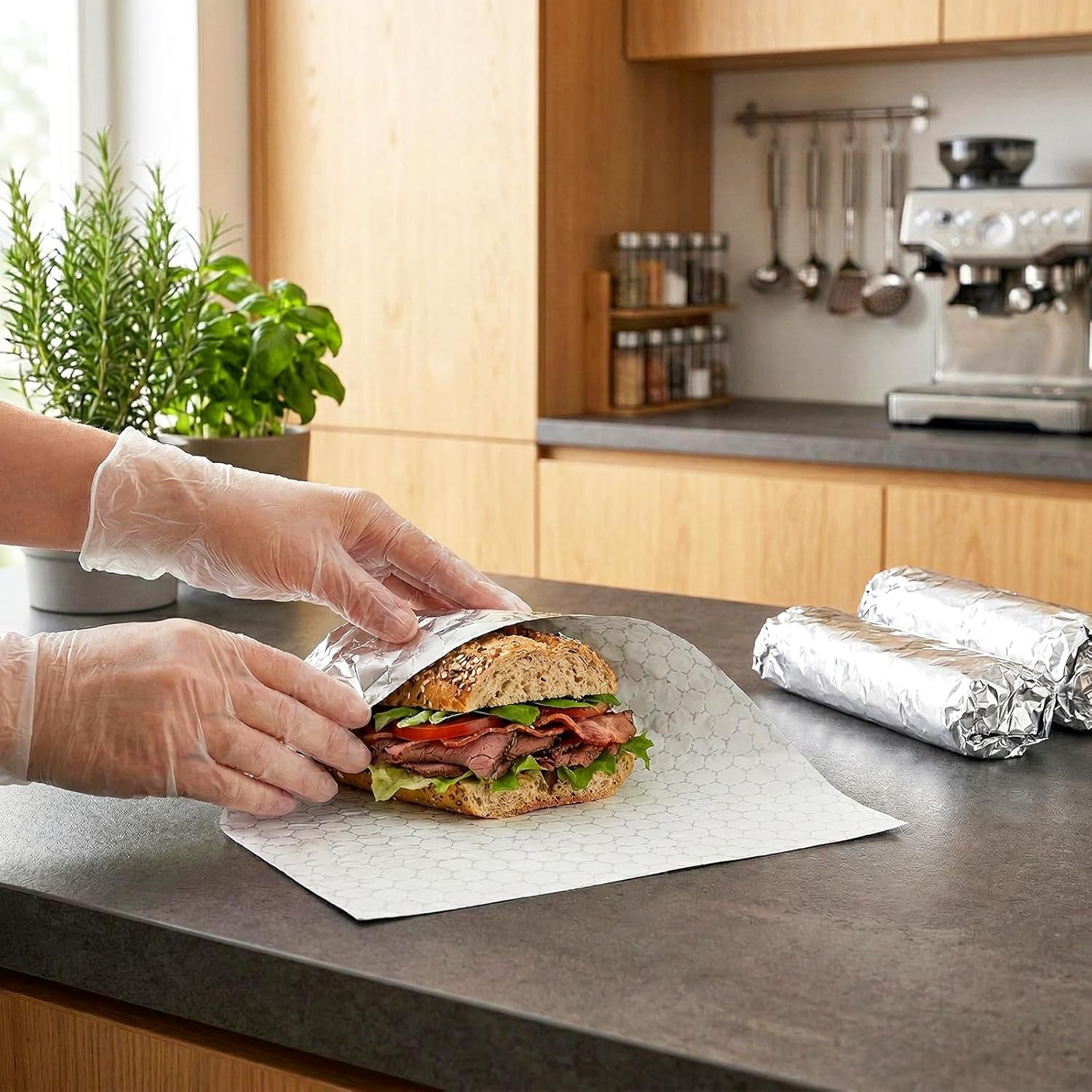 200 Pack Insulated Foil Sandwich Wrap Sheets, 12"x12" Pre-Cut Burger Wrapping Paper, Heat and Cold Insulation Aluminum Wrappers for Hot Dogs, Burritos, BBQ — image 5