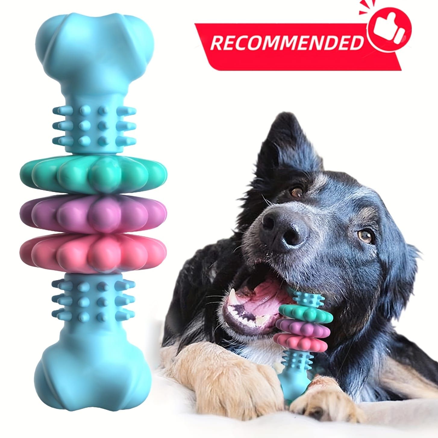 Durable Dog Chew Toy for Aggressive Chewers – Fun Bone-Shaped Dental Toy with Flower Ring Design, Ideal for Medium to Large Dogs, Great for Teeth Cleaning and — image 3