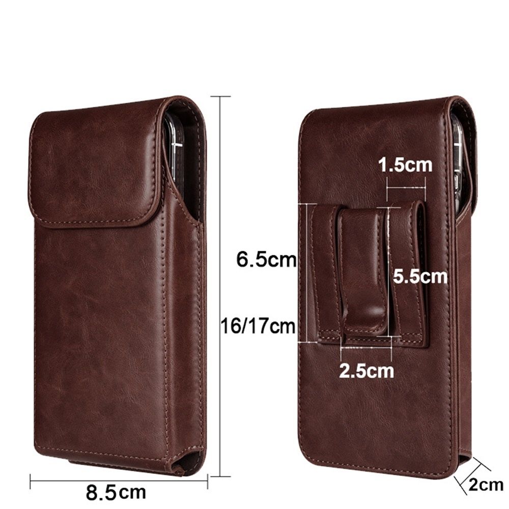 Leather Belt Clip Phone Case Men Waist Bag Holder Holster Pouch Mobile Phone Waist Bag for Mens(Coffee) — image 5