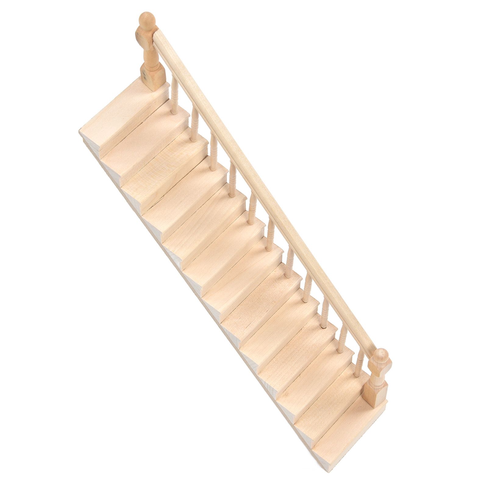 Doll House Stairs Glossy Rounded Corners Birch Material DIY Vivd Cute 1/12 Scale Miniature Staircase for CraftsRight โ image 6