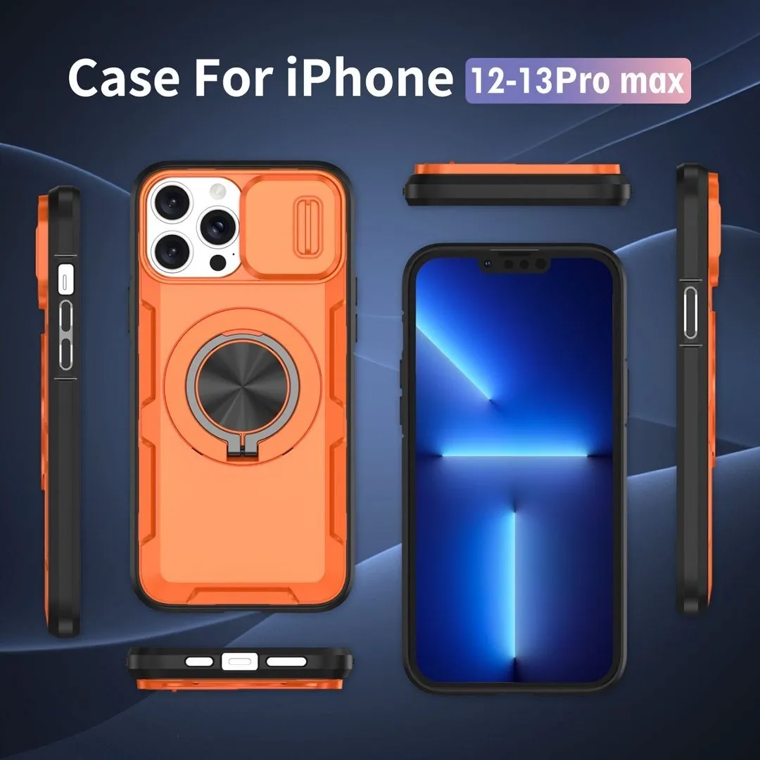 2-in-1 Magnetic Sliding Lens Case, Orange for iPhone 12 Pro — image 2