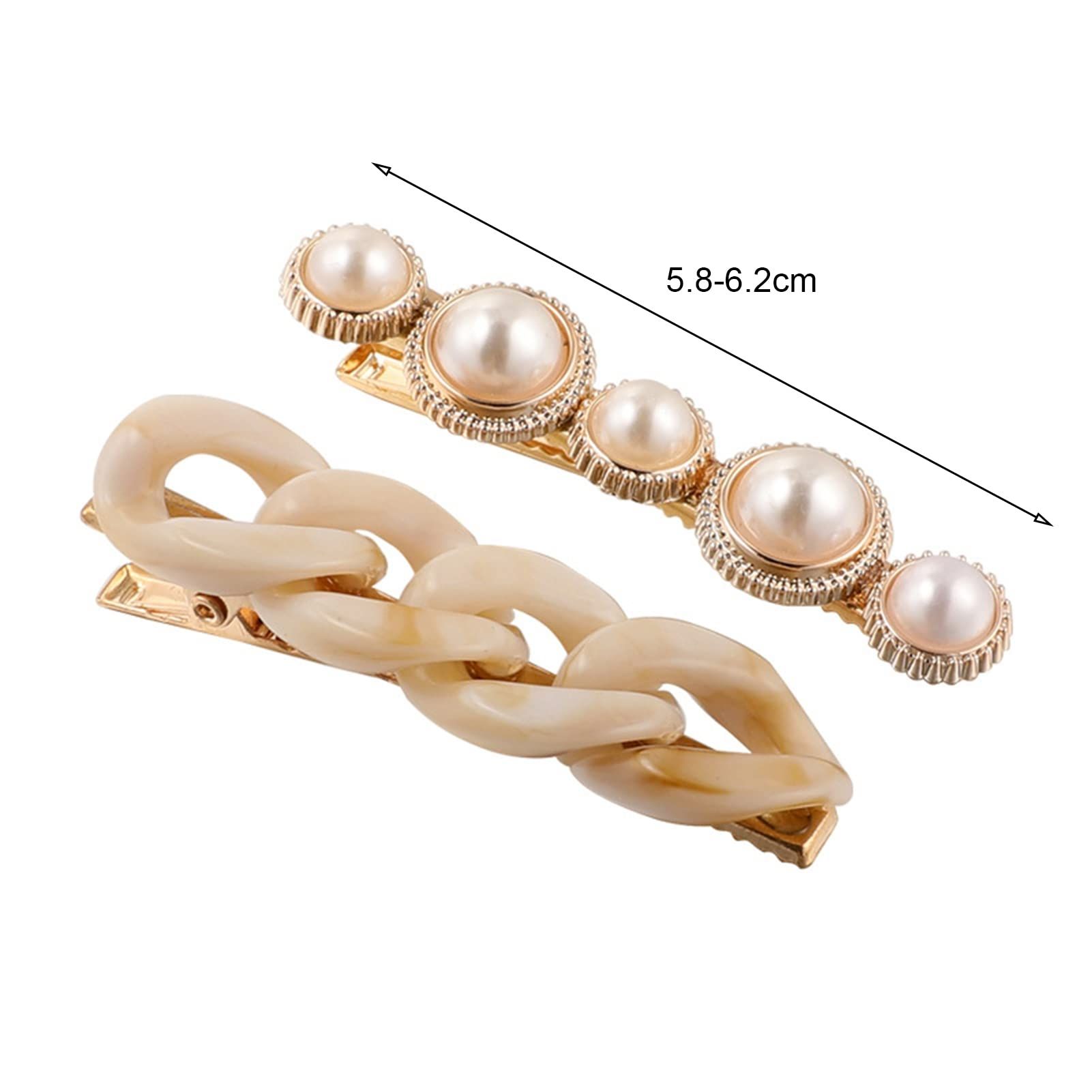 2 Pcs/Set Women Hairpins Faux Pearl Non-slip Chain Shape Geometric Lightweight Adornment Transparent Girls Hair Decoration Hair โ image 3