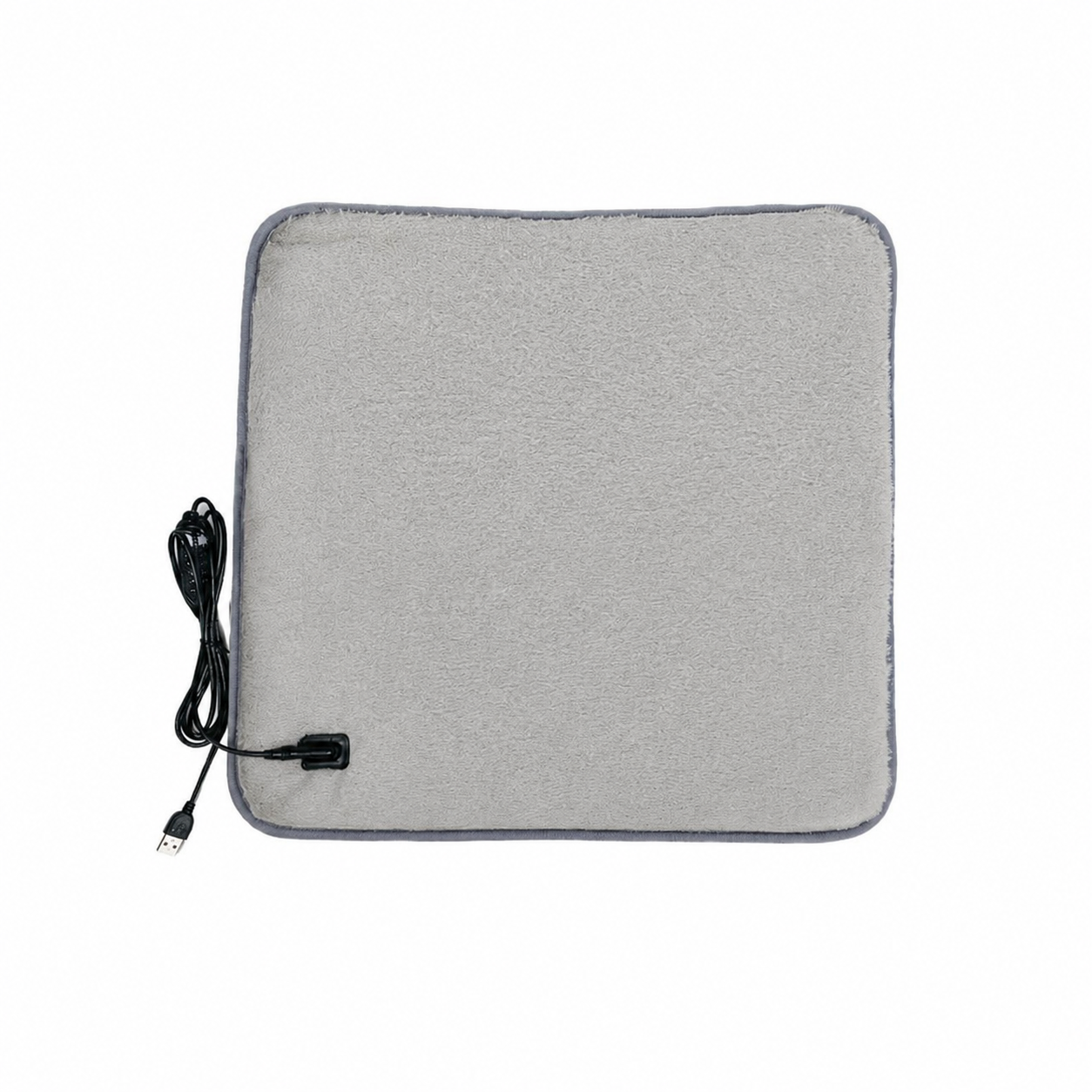 USB-Powered Faux Rabbit Fur Heating Pad for Office, Car, and Outdoor Use – Soft, Portable, and Adjustable Temperature with Timer (Grey)