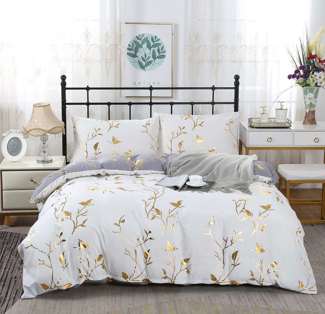 Reversible Design Grey Queen Size Bed Quilt/Duvet Cover Set — image 2