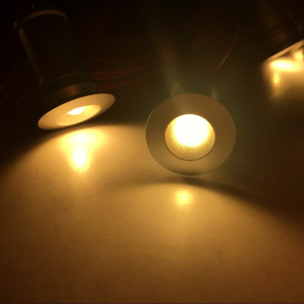 12V Under Cabinet LED Lights 9 Packs of Recessed Mini Downlights for Indoor with Hard Wired Cable and Connectors for Stair Step Furniture Showcase Lighting โ image 4