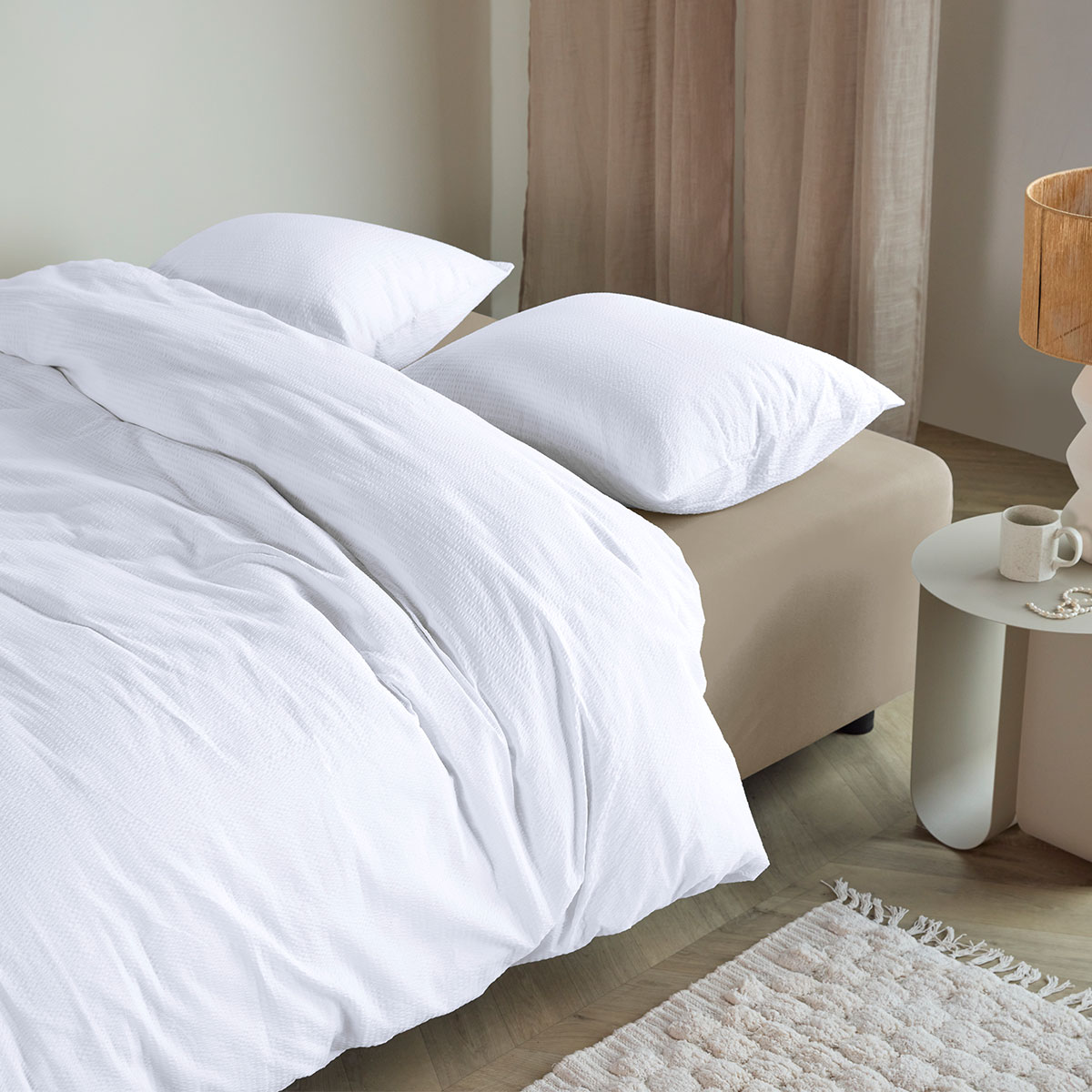 Bedding House Summer White Seersucker Cotton Quilt Cover Set King โ image 6