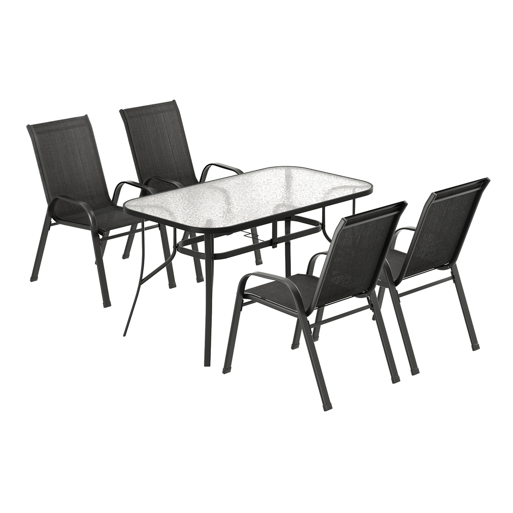 Gardeon 5PC Outdoor Dining Set Table and Chairs Patio Furniture Bistro Set Garden Black — image 3