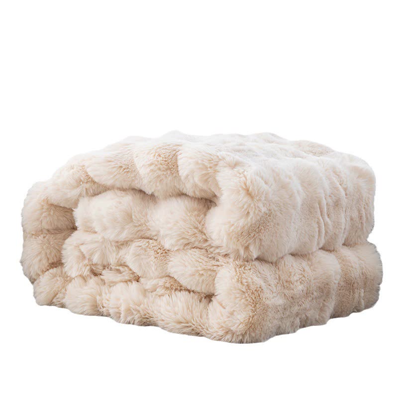 Grey 130*160cm Plush Toscana Rabbit Hair Throw Blanket - Soft Flannel Fleece for All Seasons, Perfect for Couch & Bed โ image 5
