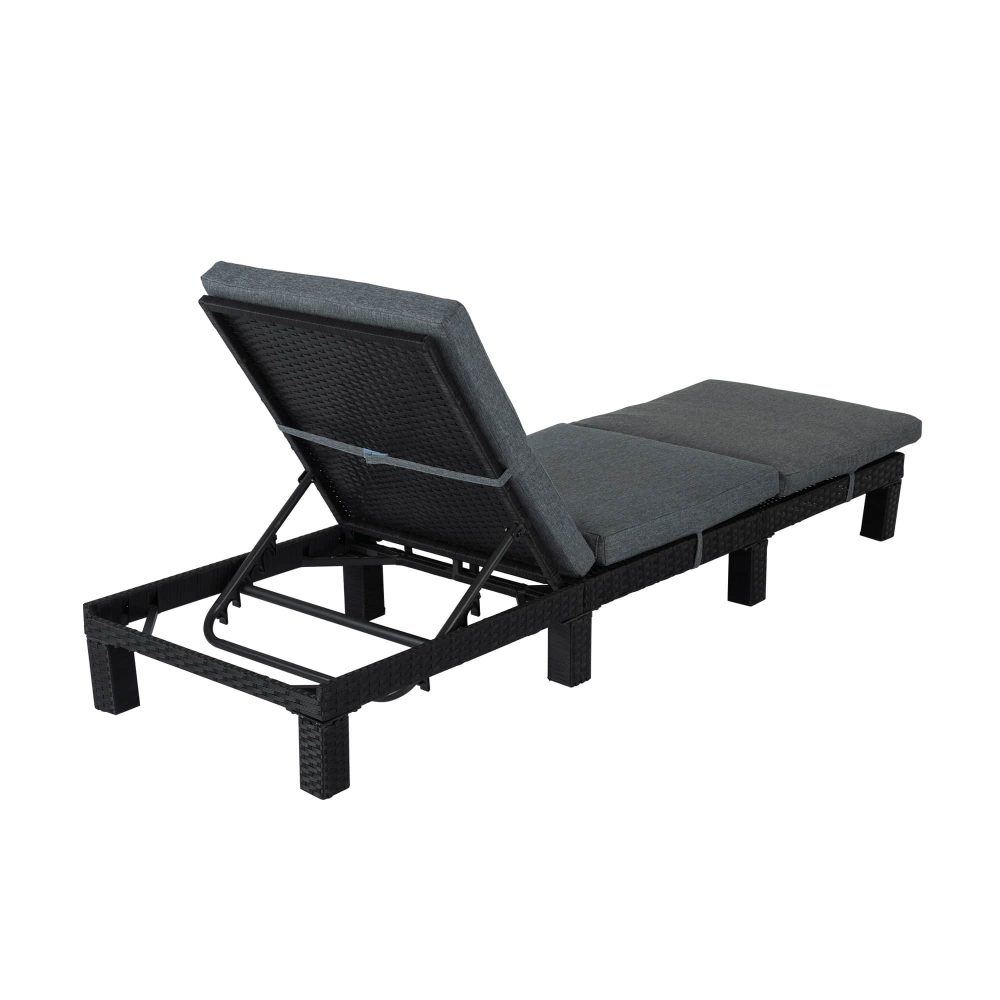 Black Rattan Sunbed with Adjustable Recline — image 4