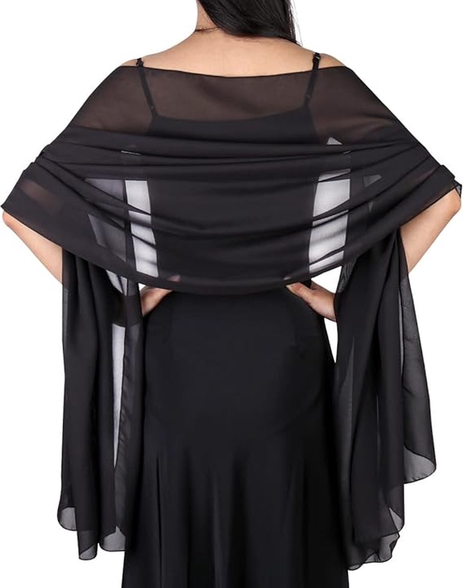 Shawl - Chiffon Scarf - Women's Scarf - Thin Wrap Scarf - Stole - Shawl - Black - 200*70cm - Shawls for Evening Dresses - Chiffon Stole - for Bride Wedding