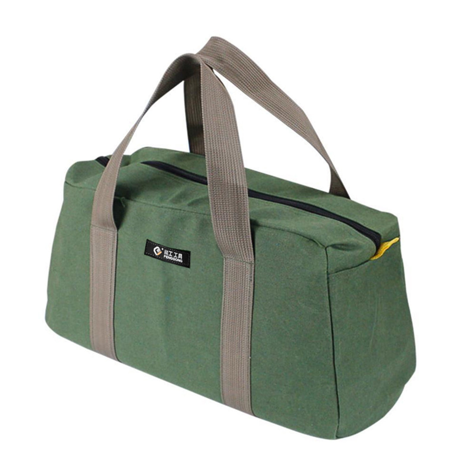 3 Pieces Heavy Duty Canvas Tool Bags with Hard Waterproof Bases, Wide Mouth Carry Totes for Tools, 40 x 22 x 15 cm, Green โ image 2