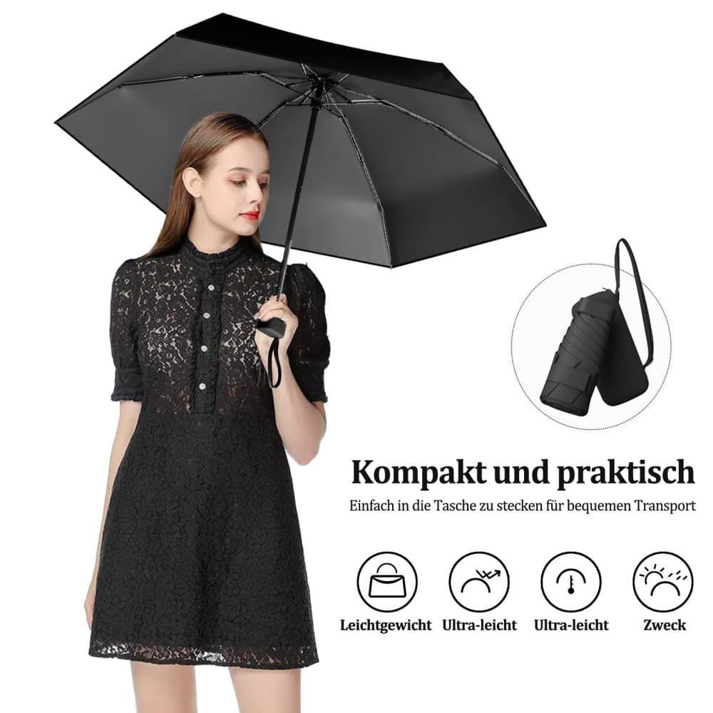 UV-protective folding umbrella wind-resistant lightweight waterproof travel umbrella for beach and everyday use, Beige — image 2