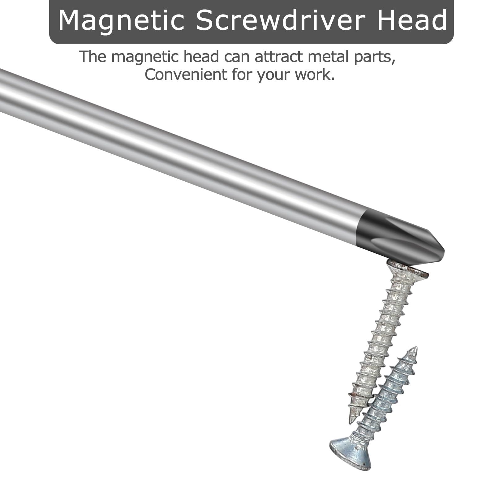 2Pcs Screwdriver 6 inch Shaft Non-Slip Grip Screwdriver Magnetic Tip 6mm PH2 Cross Head Screwdriver — image 3