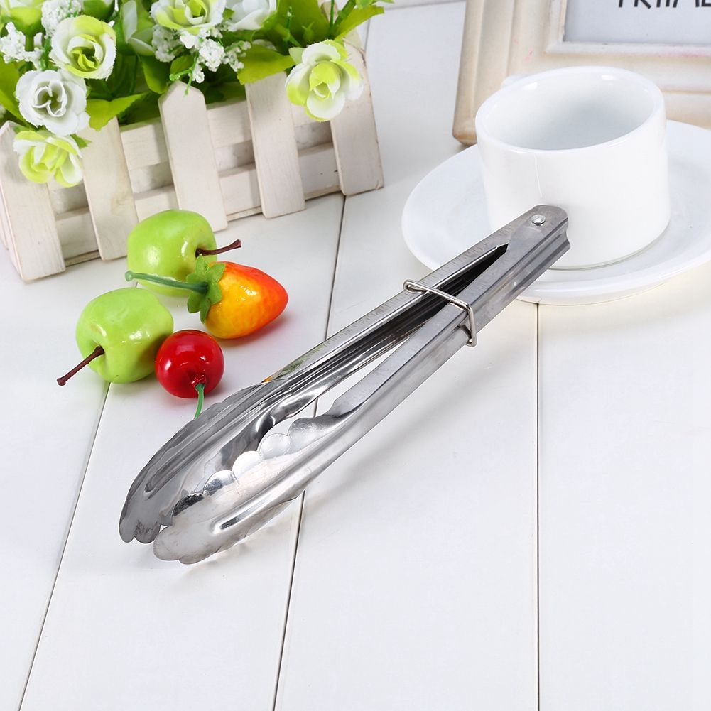 9" Stainless Steel BBQ Clip Buffet Food Tongs Bread Steak Kitchen Serving Clamp Tools โ image 4